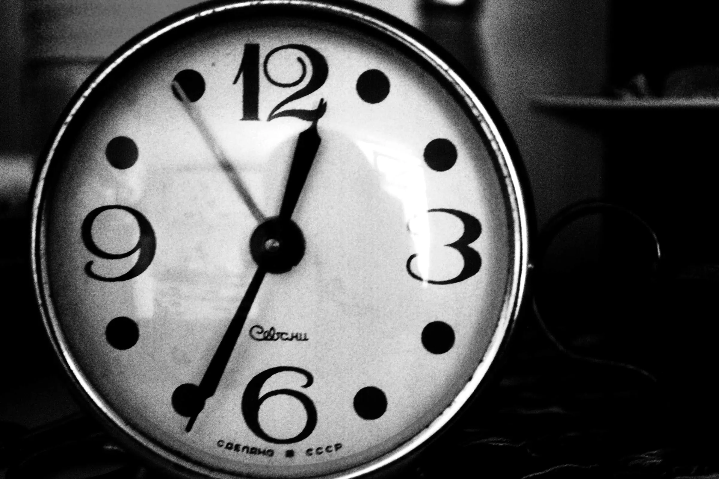A clock face in close-up