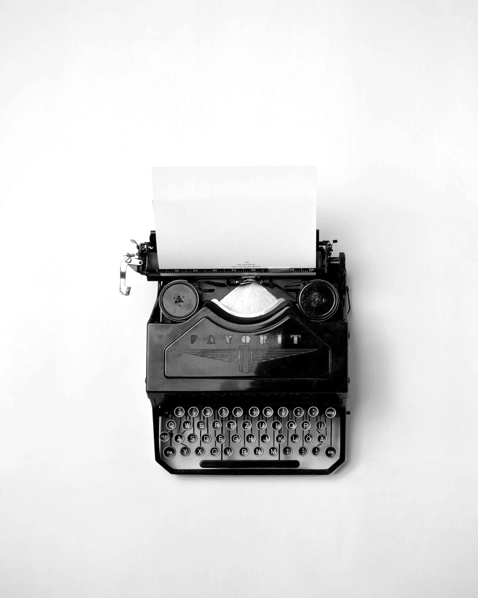 A typewriter seen from above