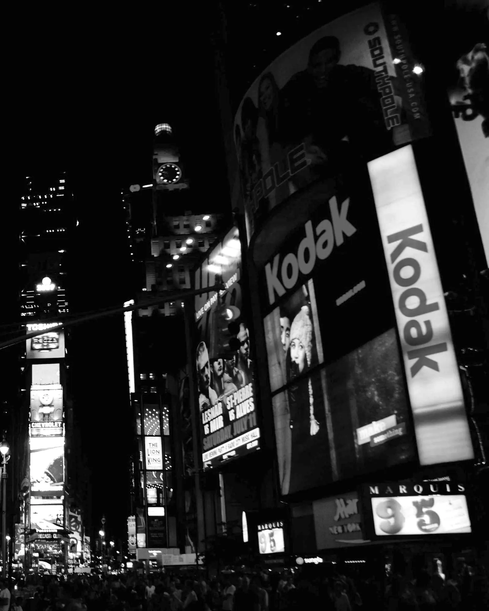 A neon-lit street at night